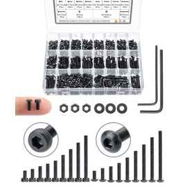 Mr. Pen- Nuts and Bolts Assortment Kit, 1590 pcs, Black M3 Screws 18 Sizes (5-35mm), Button Head and Socket Head Screws, Metric Bolt Assortment, Machine Screw Assortment Kit, Metric Screw Assortment
