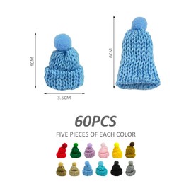 MAXQUU Pack of 60 Mini Christmas Hats, Knitted Jewellery Accessories, Toy Decoration Hats, Christmas Table Decoration, Coloured Woven Hat Sets, DIY Urinal Hats without Brim (3.5 x 5 cm)