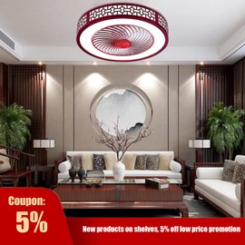 TFCFL 22" Modern Ceiling Fan with Lights Remote Control, Invisible Acrylic Fan with Lamp Enclosed Low-Profile Ceiling Fan,Quite Motor,Timing Function