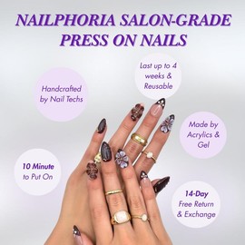 NailPhoria｜SURPRISE DEAL Collections (70 Styles) acrylic press nails:_Rosy Glow_S