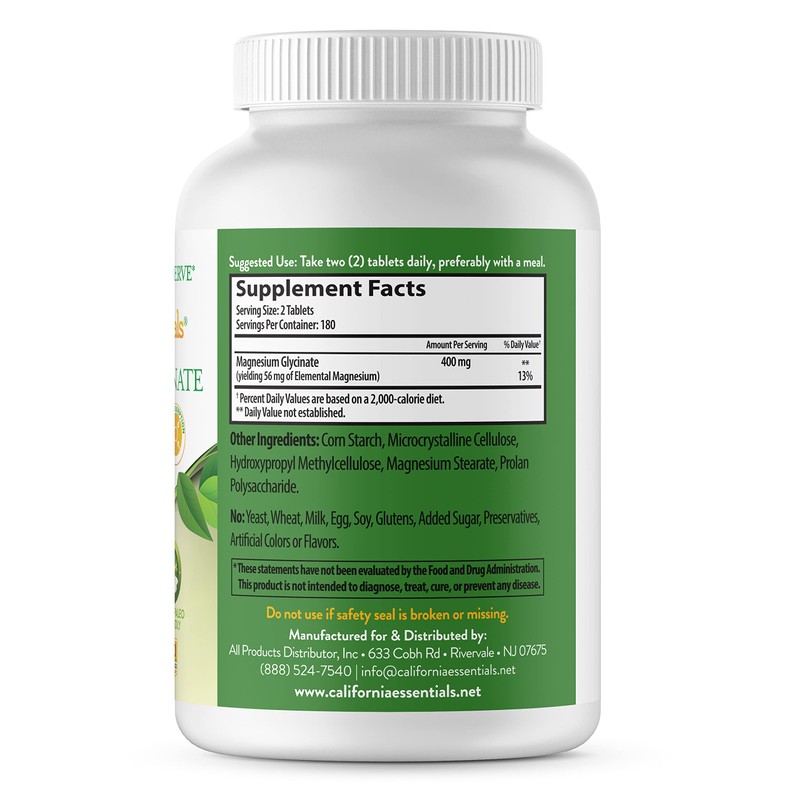 Magnesium Glycinate 400 - Chelated, High Absorption Magnesium for Muscle
