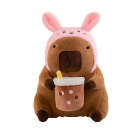 ExcellaElite Capybara Plush 30cm Pink Hat Capybara Plush Toy Adorable Soft Capybara Doll Stuffed Animal Capybara Toy Capybara Teddy Soft Texture Birthday Easter Gifts for Boys and Girls