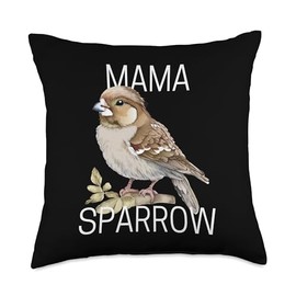 Mama Bird Sparrow Mother Bird Sparrow Mama Bird Throw Pillow, 18x18, Multicolor