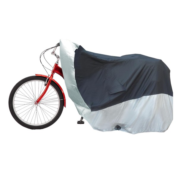 Formosa Covers | Lightweight Adult Tricycle Cover fits Schwinn, Westport, Aboron, Vevor, and Meridian - Protect 3-Wheel Bike from Rain, Dust, Debris, and Sun | Black/Silver Fabric 94"L x 37"W x 49"H