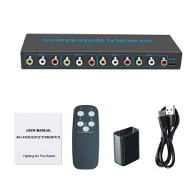 Universal New 4 In 3 Out RCA Switch AV RCA Switcher Box Video L/R Stereo Audio Switcher