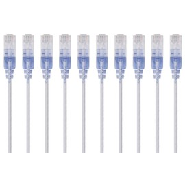 Monoprice Cat6A Ethernet Patch Cable - 1 Feet - White | Network Internet Cord - RJ45, 550Mhz, UTP, Pure Bare Copper Wire, 10G, 30AWG, 10-Pack - SlimRun Series