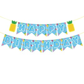 Summer Birthday Banner,Hello Summer Banner,Pool Banner,Water Banner,Summer/Pool /Tiki/Tropical/Hawaiian Party Supplies /Decoration for Girls,Boys,Kids,Home,School,Baby Showers,1st Birthday