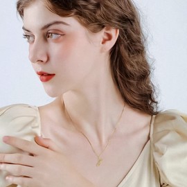 VIKI LYNN Latin Script Y Letter Alphabet Pendant Initial Necklace for Women Girls 18K Gold Plated 925 Sterling Silver