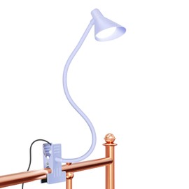 Desk Lamp Clip on Lamp for Bed Headboard LED Reading Light for Bed, 3 Colors 10 Dimmable Brightness, Book Light for Reading in Bed Flexible Neck Clip on Light Clamp Lamp for Bed Desk(Purple)