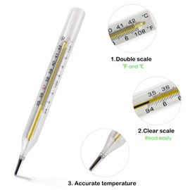 HARIKA LIFE &H Clinical Glass Thermometer for Underarm 2PCS - Classic Non Digital Thermometer for Adults - Medical Fever Thermometer - Accurate Easy Reading by HARIKA LIFE