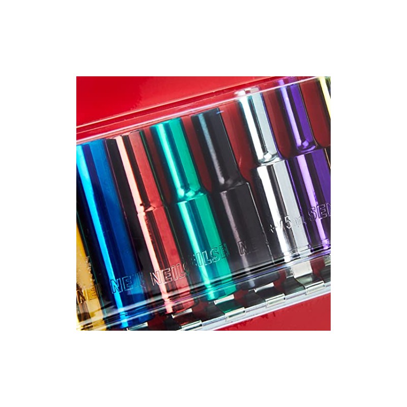 neilsen CT0906 1/4-Inch Deep Socket Set Drive Plus Wall Rail