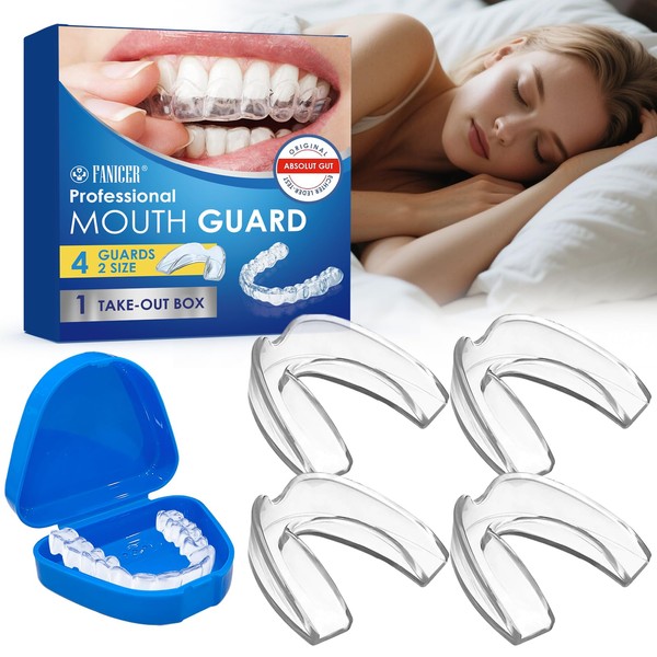 Knirscherschiene Für Nacht, 4 Formbare Mundschutz zum Zähneknirschen, 2 Größen