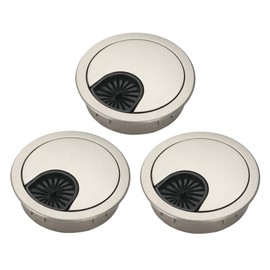 Xntun 3 Pcs Satin Nickel Metal Cable Grommet, Zinc Alloy Desk Table Grommet Cable Cord Hole Cover for Home and Office, Fits 2inchs Hole 50MM Brushed Silver
