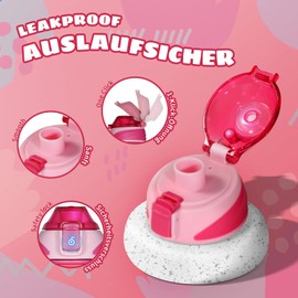 Fjbottle Children's Drinking Bottle Stainless Steel 400 ml - 1-Click Opening, BPA-Free Leak-Proof Thermal Flask, Suitable for Carbonated Drinks, Thermos Flask Boys / Girls for Nursery, School, Travel