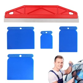 Paint Trim Guard, 5PCS Multi-Purpose Straight Edge Tool with 4 Plastic Scrapers, 12inch Stainless Steel Paint Shield, Paint Guard for Paint Smearing Repairing Cutting Wallpaper(Red)