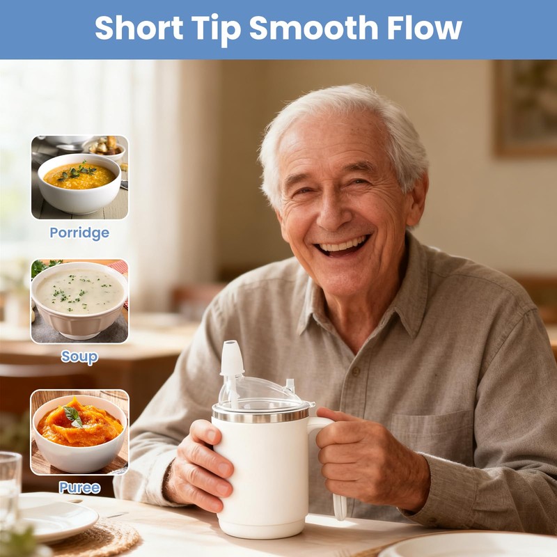 Adult Sippy Cup for Elderly, 15 oz Cup with Handle,