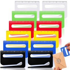 Feifeiya 12 Pcs Envelope Opener Letter Opener Envelope Slitter Wrapping Paper Cutter with Concealed Blade Package Mail Cutter Tool with Scale Magnifying Glass for Office Home