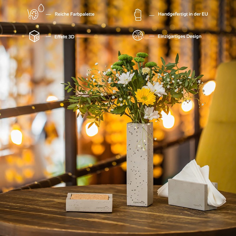 Concrette Loft Napkin Holder for Tabletop Handmade from Architectural Concrete