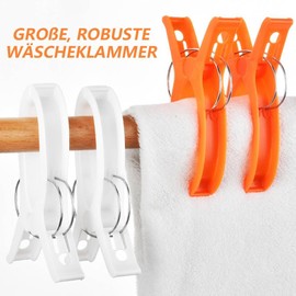 Funalix Große Wäscheklammern,4 Stück Stabile Kunststoff Klammer,Winddicht Klammer,für Wäsche Strandtuch, Badetuch, Teppich(4 Farben)