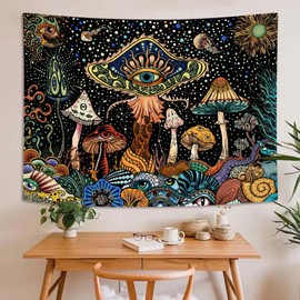 Rexful Mushroom Tapestry Tapestries Wall Hanging Hippie Fantasy Wall Decor for Bedroom Dorm Living Room (48''×36'')