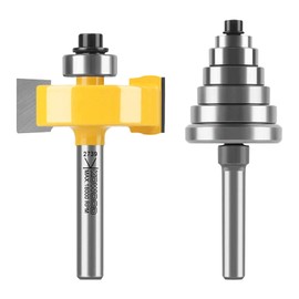KOWOOD Rabbet Router Bit 1/4" Shank, 1-3/8" Height Multi-Slot Milling Cutter Bit (7 Bearings, Multiple Depths 1/8", 3/16",1/4", 5/16", 3/8", 7/16", 1/2") Interchangeable and Adjustable Bearings.