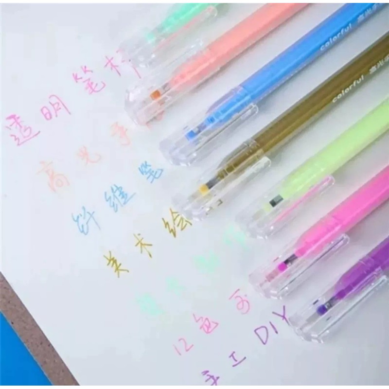 Movasa 12 Plumas Punta Extra Fino Pastel Gel