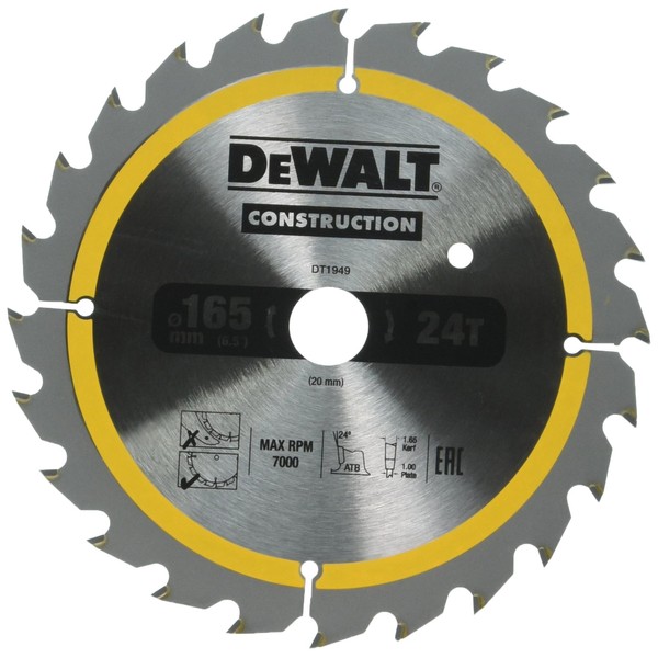 Dewalt DT1949-QZ 6.5"/20mm 24TWZ Construction Circular Saw Blade