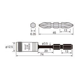 Vessel BH-14 Torsion Bit Holder with Double-Ended Bit