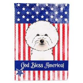 Caroline's Treasures BB2147CHF American Flag and Bichon Frise House Flag Large Porch Sleeve Pole Decorative Outside Yard Banner Artwork Wall Hanging, Polyester, House Size, Multicolor