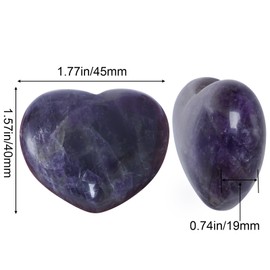 Marrywindix 45 mm Healing Crystal Big Natural Rose Stone Heart Love Carved Palm Worry Stone Chakra Reiki Balancing (Purple)
