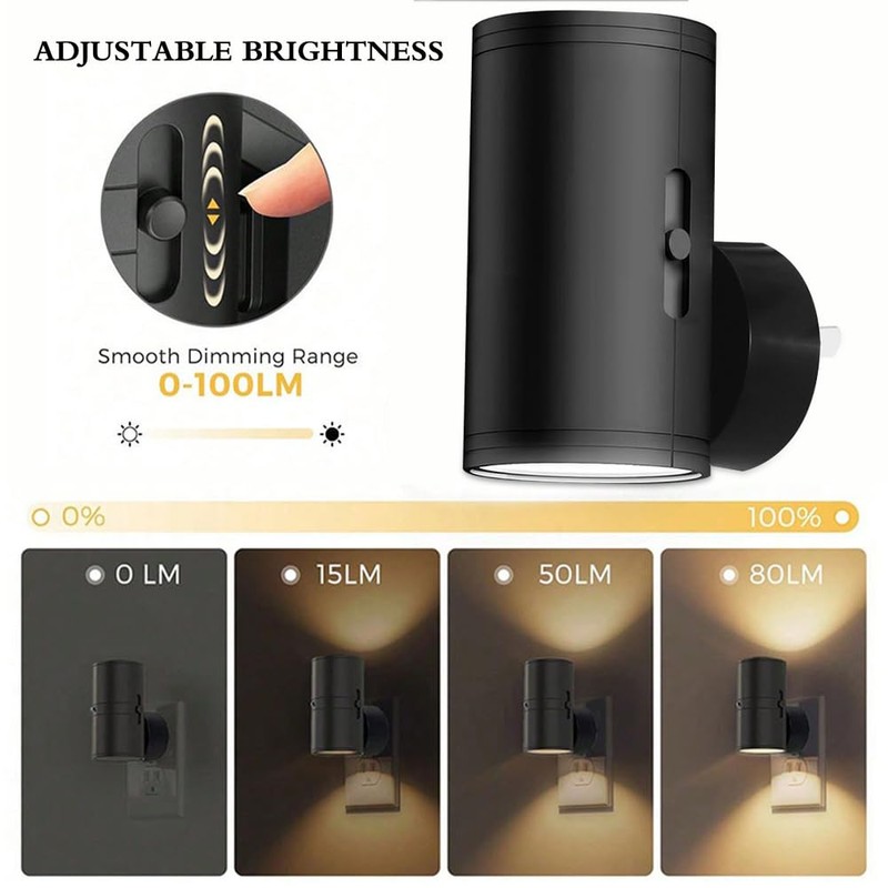 KUWUNG Socket Lamp Dimmable, Pack of 2 Night Light with