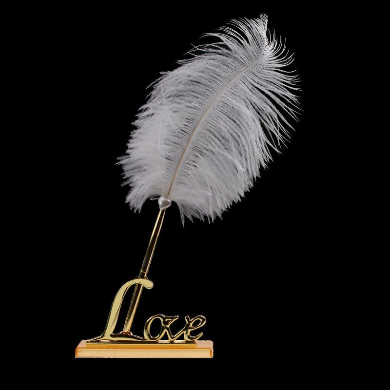 EBTOYS Wedding Feather Signing Pen with Love Sign Pen Stand
