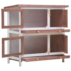 CHARMMA Outdoor Rabbit Hutch 4 Doors Brown Wood-Brown-12.9KG