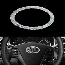 JALII Bling Steering Wheel Logo Caps Compatible with KIA,DIY Diamond Crystal Emblem Accessories Interior Decorations for Women