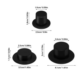 JOINPAYA 60pcs Miniature Wide Brim Snowman Hats: Christmas Mini Black Hats Dollhouse Small Top Hat for Crafts DIY Snowman Christmas Decorations
