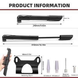 Mini Bicycle Pump, Bicycle Pump Small, Portable Bike Pump, Mini Bicycle Pump Comes with Car Holder, for All Valve Bicycles, Football, Basketball, Volleyball