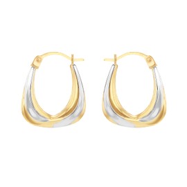 Carissima Gold Women's 9ct 2 Colour Gold Creole Earrings