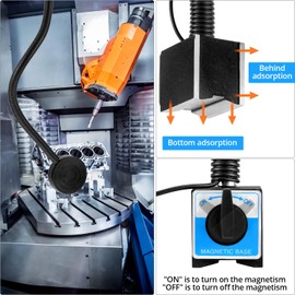 QWORK Magnetic Light, 1200 Lumens Led Machine Light, 110V-220V 12W Dual Gooseneck LED Work Lamp with Magnetic Base, IP66 Waterproof Lamp for Machine Workshop Lathe Milling Drill Workbench Lighting