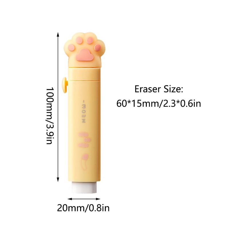Cute Pencil Eraser with Replacement Eraser Cores Cartoon Retractable Eraser