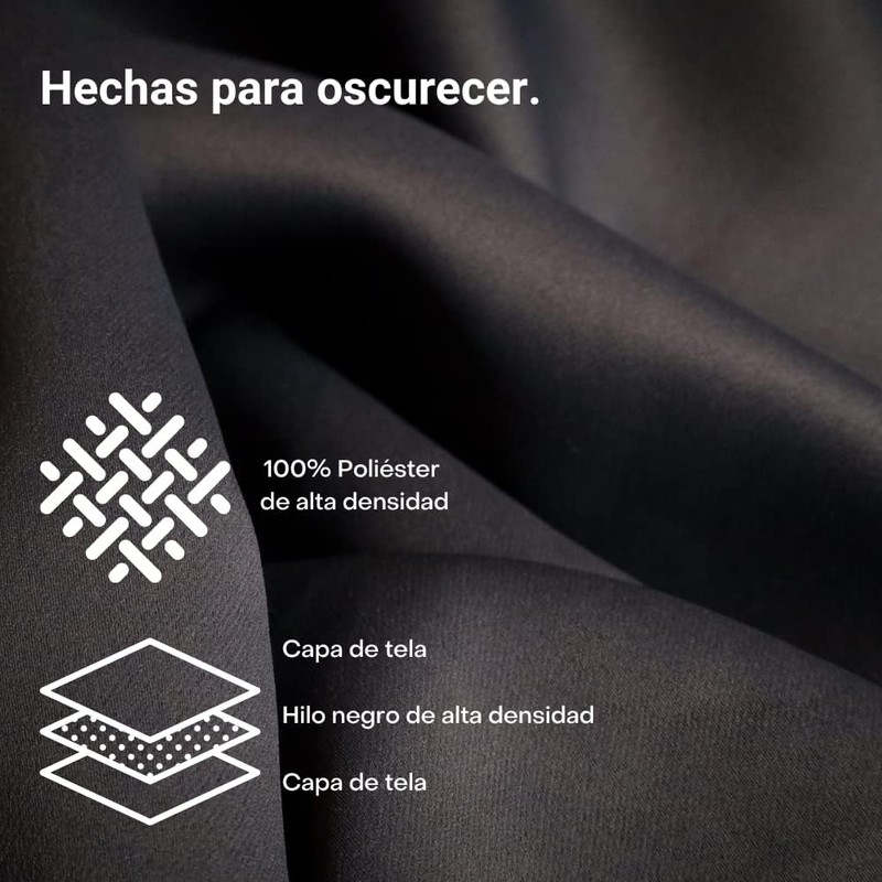 TECOR Cortina Blackout 2 Paneles 90x160cm para Recámara o Decoración,