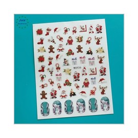 Generic Santa Christmas Snow Nail Sticker Snowman Heart Candy Reindeer Tree Decals Wg936 Nail Wraps Art Stickers Manicure Supplies for Women for Home Nails Full Long Lasting Easy Apply and Remove