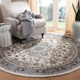 Safavieh Lyndhurst Collection LNH338B Oriental Cream and Beige Round Area Rug (7' Diameter)