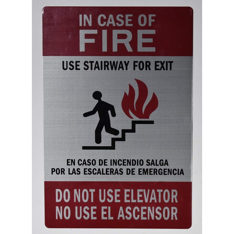 in CASE of FIRE USE Stairs Sign (Silver,Size 6X9, Double