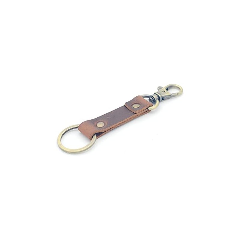 JJNUSA - Llavero de piel genuino de nogal para hombre,