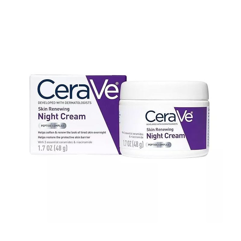 CeraVe Skin Renewing Night Cream | Niacinamide, Peptide Complex, 1.7