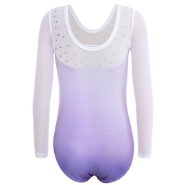 HOZIY Gymnastics Leotards for Girls Sleeveless Long Sleeve Snowflake Blue Purple Sequins Colorful Ribbons Pink Leopard Stripe, A Snow Purple, 2-3T