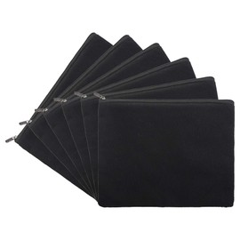 Aspire 6-Pack Black 12oz Cotton Canvas Zipper Bags Pen/Pencil Cases 8 x 6 Inches