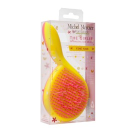Michel Mercier Ultimate Girlie Detangling Brush for Fine Hair, Yellow Handle/Pink Bristles