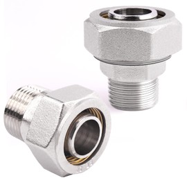 HKATOPS Straight Air Piping Fittings,3/4"Piping x 1/2"Male NPT Threads Adapter Fittings,Nickel Plated Brass For Garage Shop Compressed Air Line Piping System 2 Pack