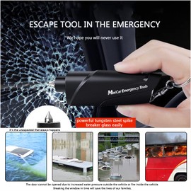 QUZOC Seatbelt Cutter and Window Breaker 3-in-1 Emergency Keychain Car Escape Tool,Car Glass Breaker for Land and Underwater, Car Safety Emergency Hammer Automotive Life Safety Tools Kit (Green)